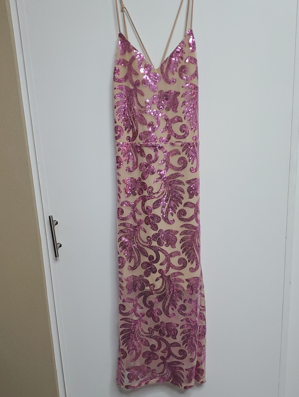 bebe Pink Sequin Slip Dress